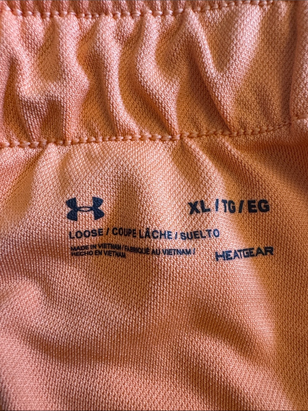 Under Armour Women’s Bright Orange Athletic Shorts with Yellow Waistband - Picture 2 of 4